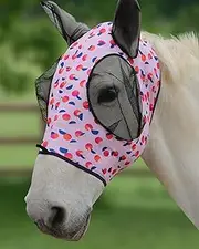Harrison Howard Stretch, Breathable, UV Protective Fly Mask with Mesh Eye Opening for Full Visibility and Ventilating Ear Covers Weaving Dots