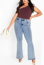 CITY CHIC Asha Mia Jean in Light Wash Plus Size Medium/18R NWT [RRP $109.95]