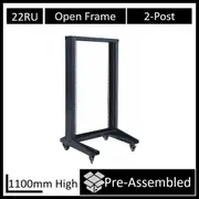 LDR Flat Packed 22U 2-Post Open Frame Rack, Black Metal Construction WB-OR-B6622