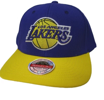 Los Angeles Lakers Adjustable Fit Mitchell Ness Two Tone Stretch Hat Cap NBA