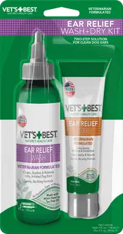 VET'S BEST Ear Relief Wash & Dry Kit For Dogs