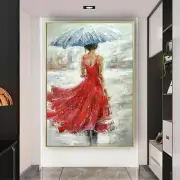 Mintura Hand Painted Girl Oil Painting On Canvas Modern Wall Art Home Decoration