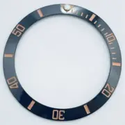 38mm Black Rose Golden Font GMT Diving Ceramic Watch Bezel Insert for 40mm Case