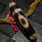 Antique Magic Old Tibetan Agate *Mountain 1 Eye*Red Cinnabar Spot Dzi Bead PK019