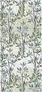 Xolixorium Stained Glass Window Film, Non-Adhesive Privacy Film for Glass Windows, Decorative Window Cling Covering for Bathroom, Home Office & Living Room（Green）
