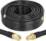 XRDS -RF SMA Cable 150FT, SMA Male to SMA Female Extension Cable 50 Ohm KMR240 Low Loss SMA Coax Coaxial Cable, Black