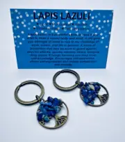 Lapis Lazuli Tree of Life Crystal Gemstone Healing key Ring chain keyring +card