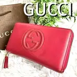 GUCCI 古馳 錢包 長夾 SOHO INTERLOCKING系列 ㄇ字型拉鍊 粉紅色 日本直送 二手