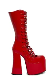 [Dolls Kill] Hardcore Dazzle Platform Boots - Red (Fairfax)