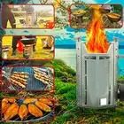 2-in-1 Outdoor Smokeless Fire Pit with 360° Rotating Campfire Grill for RV