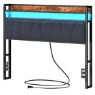 Headboard for Size Bed with Storage, LED Light Headboards with Queen Black