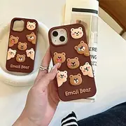 Phone Case For iPhone 16 Pro Max Plus iPhone 15 14 Pro Max Plus iPhone 13 Pro Max Back Cover Shockproof Cartoon Bear Silicone