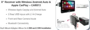 Jensen CAR813 8" Touch Screen Multimedia Receiver, Wireless Apple CarPlay/Auto