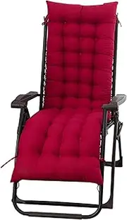 ele ELEOPTION Chair Cushion with Ties Rocking Recliners Chair Cushions High Back, Patio Chair Pad for Indoor and Outdoor Chaise Lounger Cushion 16x43inch Red