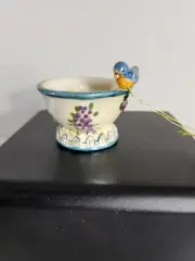 New Claywork Blue Sky Bird Bath Tea Light Holder Garden Of Love Heather Goldminc