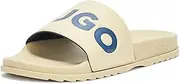 [HUGO] Men's Big Logo Slide Sandals, Butter, 7