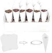 30 Pieces Confetti Cones And Stand Tray Paper Cone Box 30 Holes Suitable Placing Dried Flower Petals Confetti for Wedding Party Engagement Birthday White