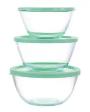 Martha Stewart 6pc Borosilicate Glass Prep Bowl Set With Plastic Lids