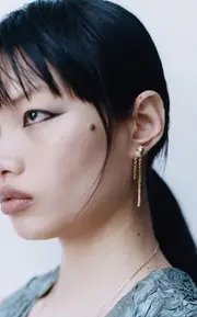 [Yvonne Leon] Long Python 9K Yellow Gold Multi-Stone Earrings