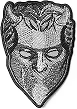 Embrosoft Ghost Band Nameless Ghoul Gray Mask Embroidered Patch – Pack of 1 Heavy Metal Embroidery Emblem – Iron On and Sew On Applique Patch for Bikers – 2.7 x 4 inches