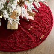 Knitted Christmas Tree Skirt: 36 Inches Wine Red Tree Skirt, Diamond Edge Cable