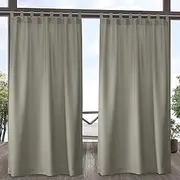 Exclusive Home Curtains in-Out Solid VT Cabana Tab Top Curtain Panel Pair, 54x108, Taupe, 2 Set
