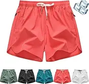 [Generic] Yyclothing Mens Drawstring Shorts, Men's Running Shorts 3 Inch, Adjustable Elastic Lace-Up Gym Gym Shorts with Zipper Pocket