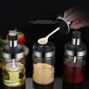 Glass Spice Jars Seasonning With Lids Spoon Kitchen Bottle Set of 3