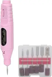 Nail Gel Polish Drills, Low Noise Matte Surface Electric Nail File Machine with 6 Drill Heads for Nail Artists for Home Use for Nail Salon(pink)