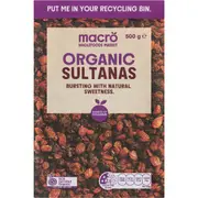Macro Organic Sultanas 500g