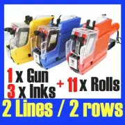Price Pricing Gun Labeller 2 Lines 10 Digits + 10x Label Rolls & 2 Inks