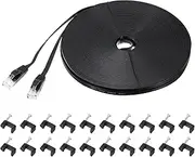 uxcell Cat 6 Ethernet Cable 82ft, 32AWG 250MHz Flat High Speed RJ45 Cat6 Internet Network Patch Cord with Clips for Computer, Gaming, Router, Modem, Black