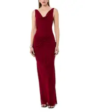 Nicholas Calia Sleeveless Deep Cowl Neck Maxi Dress
