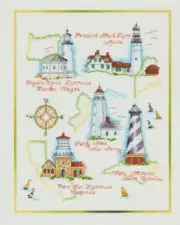 Cross Stitch KIT LightHouses Maine Portland Oregon California Cape Vintage OOP
