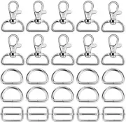 Key Chain Hooks, Metal Keychain Bulk Swivel Snap Hooks with D Rings and Slide Bu
