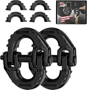 AMBULL 2 Pack 1/2" Safety Chain Connector Link, G80 Tow Hitch Hammerlock Coupling Link, Tow Chain Connector with 12000 lbs Loading (Black)