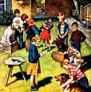 Kids Make Dog Contest Judging Dogs Saturday Evening Post fridge magnet handmade