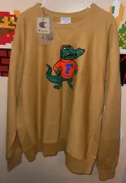 Men’s Champion Gold Florida Gators VTG Wash Reverse Weave Sweatshirt 2XL