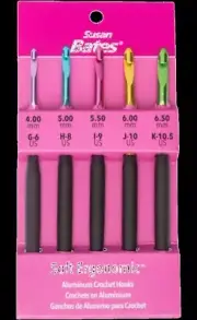 Susan Bates Silvalume Soft Ergonomic Crochet Hook Set-Sizes I9/5.5mm, J10/6mm, a