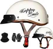Open Face Motorbike Helmet with Sun Visor, Vintage Half Motorcycle Helmet, German Style Helmet, Lightweight Helmet for Motorcycle Cruiser Scooter, DOT/ECE Approved