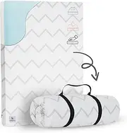 Waterproof Pack and Play Mattress Pad - 38" x 26" | Roll Up Style - Breathable Soft Memory Foam - Portable Mattress Topper- Baby Foam Mattresses for Babies - Includes Easy Carry Buckle