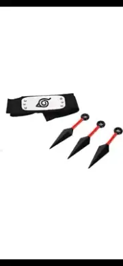 Naruto Costume Leaf Village Shinobi Headband with Ninja Props Kunai Plastic Toy