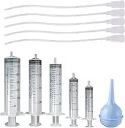 11 Pcs Puppy Kitten Feeding Tube Kit, Pet Feeding Supplies Kit Includes 5 Pcs Kitten Feeding Syringe 5 ML 10 ML 20 ML 30 ML 60 ML 5 Pcs 8 FR Transparently Feeding Tubes, Bulb Syringe for Small Animals