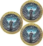 LZWIN Faith Over Fear Christian Challenge Coin with Psalm 23:4 for Strength and Comfort in Dark Times (Pack of 3)