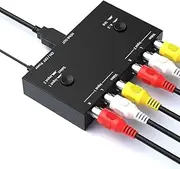 Y.D.F 2 Port RCA to HDMI Converter 2 Way RCA Composite CVBS AV Switch to HDMI Converter Adapter Support 4:3/16:9 Switching, for Sega Xbox PS1 PS2 PS3 N64 NGC SNES WII VHS VCR Camera DVD