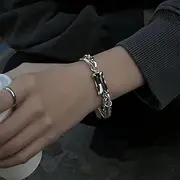 [Mocoe] Titanium Steel Black Zircon Couple Bracelet