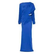 [Christopher Esber] Christopher Esber Encased Nature Draped One-shoulder Dress 10 UK BLUE