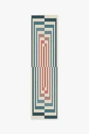 75' x 305' | Machine Washable Runner Rug | Kid & Pet Friendly | Indoor Rug | Op Art Teal Rug by Jonathan Adler | Ruggable