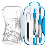 Geometry Set 10 Pcs Math Supplies Kit,Including ,Protractor,Ruler,Eraser8497