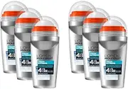 L'Oréal Men Expert Cooling Deodorant for Men, Intensive Roll-On Deodorant for 48 Hours, Ultra Cooling Effect, Fresh Extreme, 6 x 50 ml